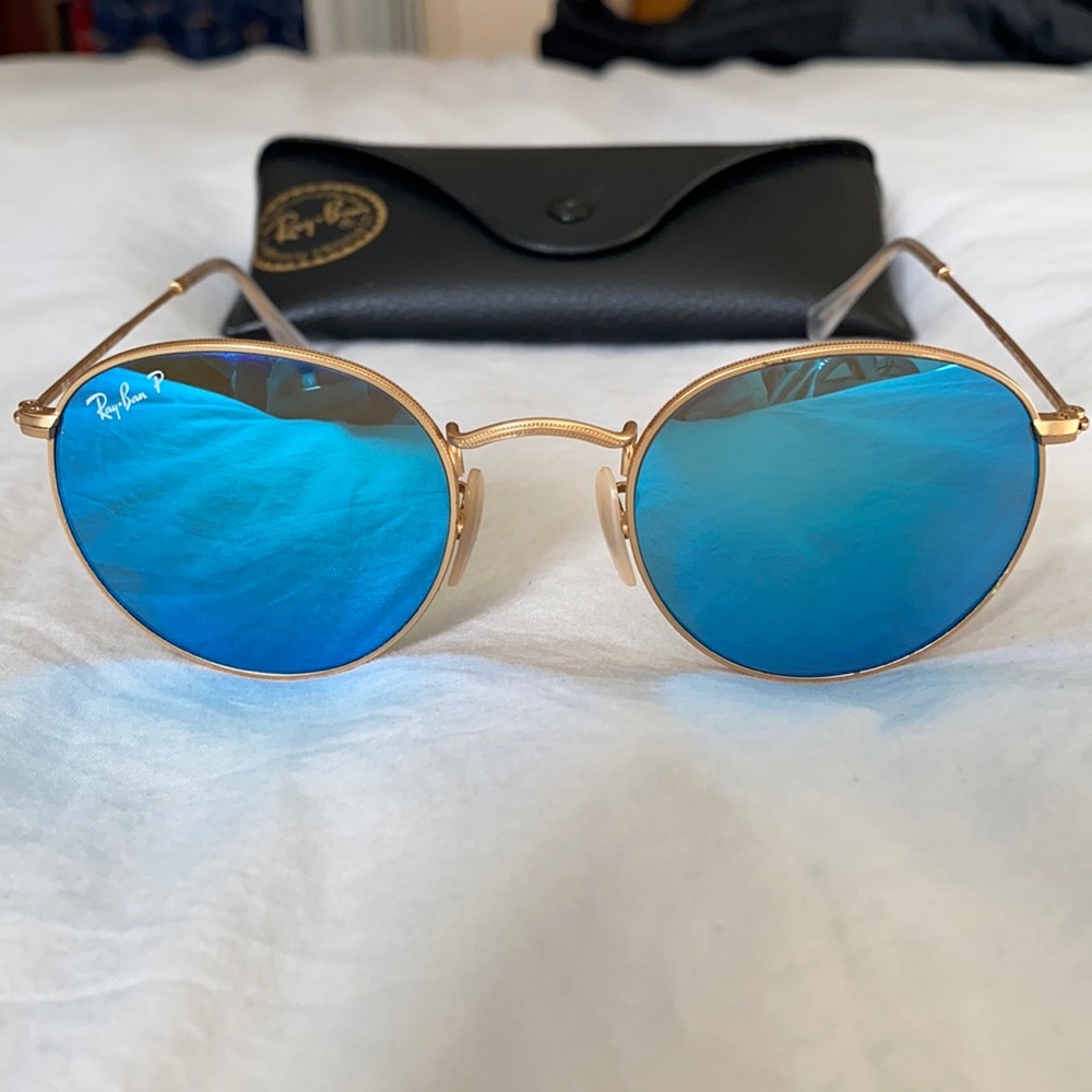 RAYBAN ROUND FLASH LENSE SUNGLASSES